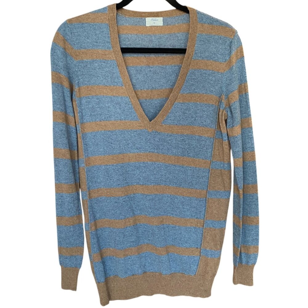 Wallace J Crew Cashmere Lambswool Blend Sweater Striped Quiet Luxury Preppy-M - Picture 2 of 15